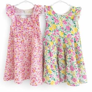 btween Floral Kids Soft Cotton Dress Set Two piece Bundle 2T